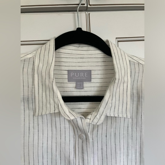PURE Collection Linen Button up Top size 12 Women’s Large 100% Linen NWOT Quiet - Picture 1 of 15